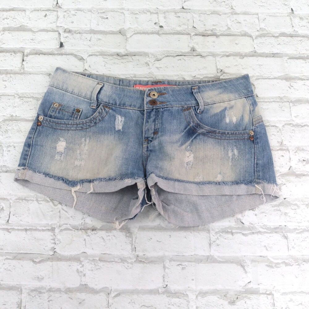 Clock House Jean Shorts Womens 10 Blue Distressed Low Rise Cuffed 33in Waist